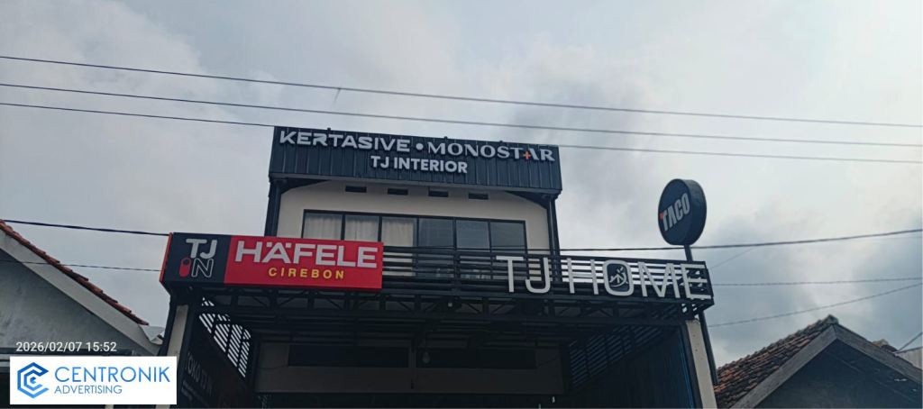 Proyek Branding Kertasive & Monostar di TJ Home Cirebon | Centronik Advertising