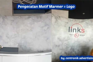 Pengecatan Motif Marmer dan Pemasangan Logo Links di Kantor Semarang | Portofolio Centronik Advertising
